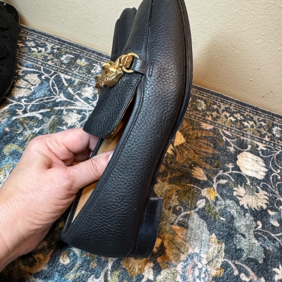 Tory Burch Black Loafers with Gold Chain Detail - Picture 3 of 10